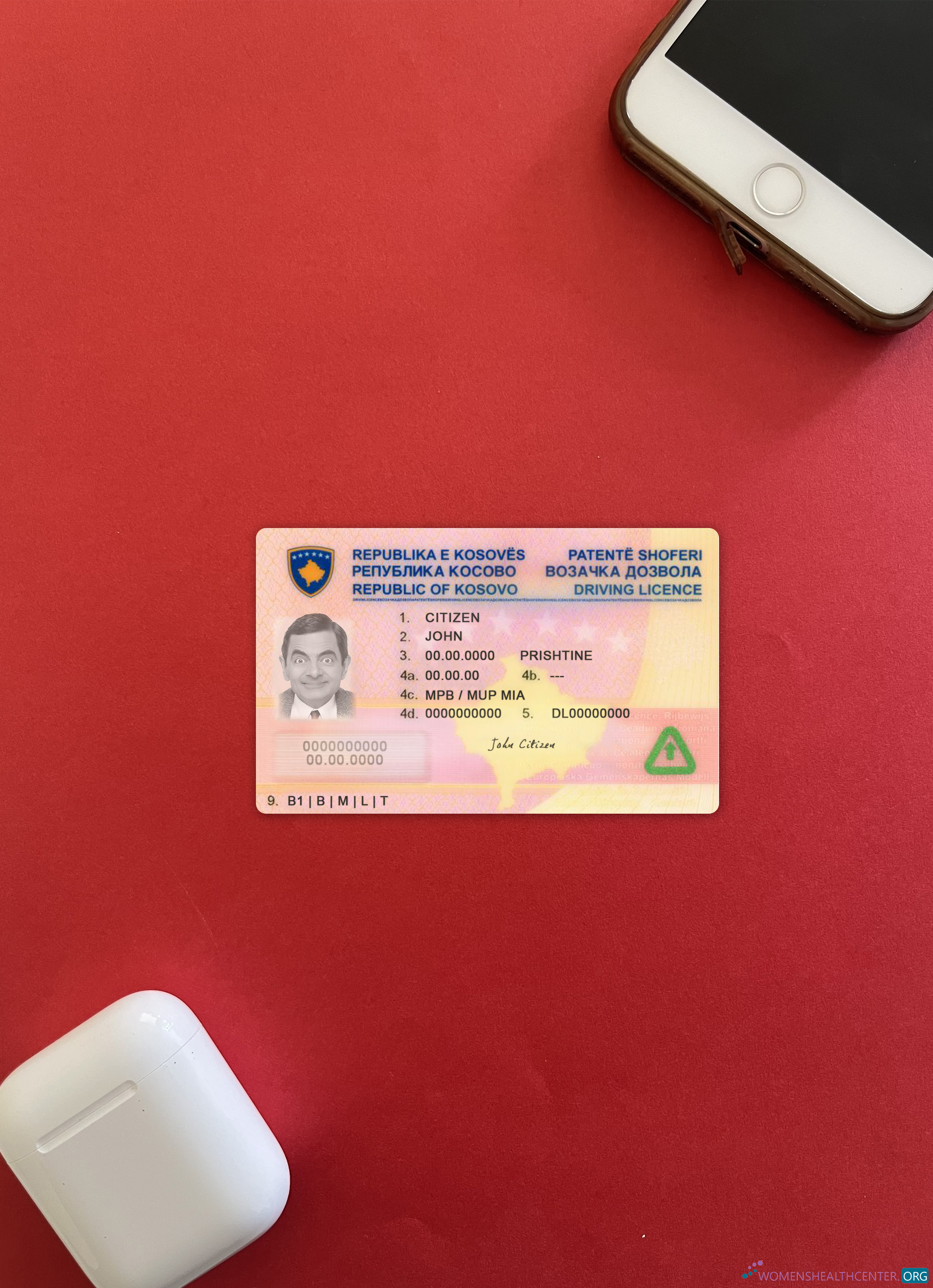 Download Kosovo driving license photolook front Photoshop template